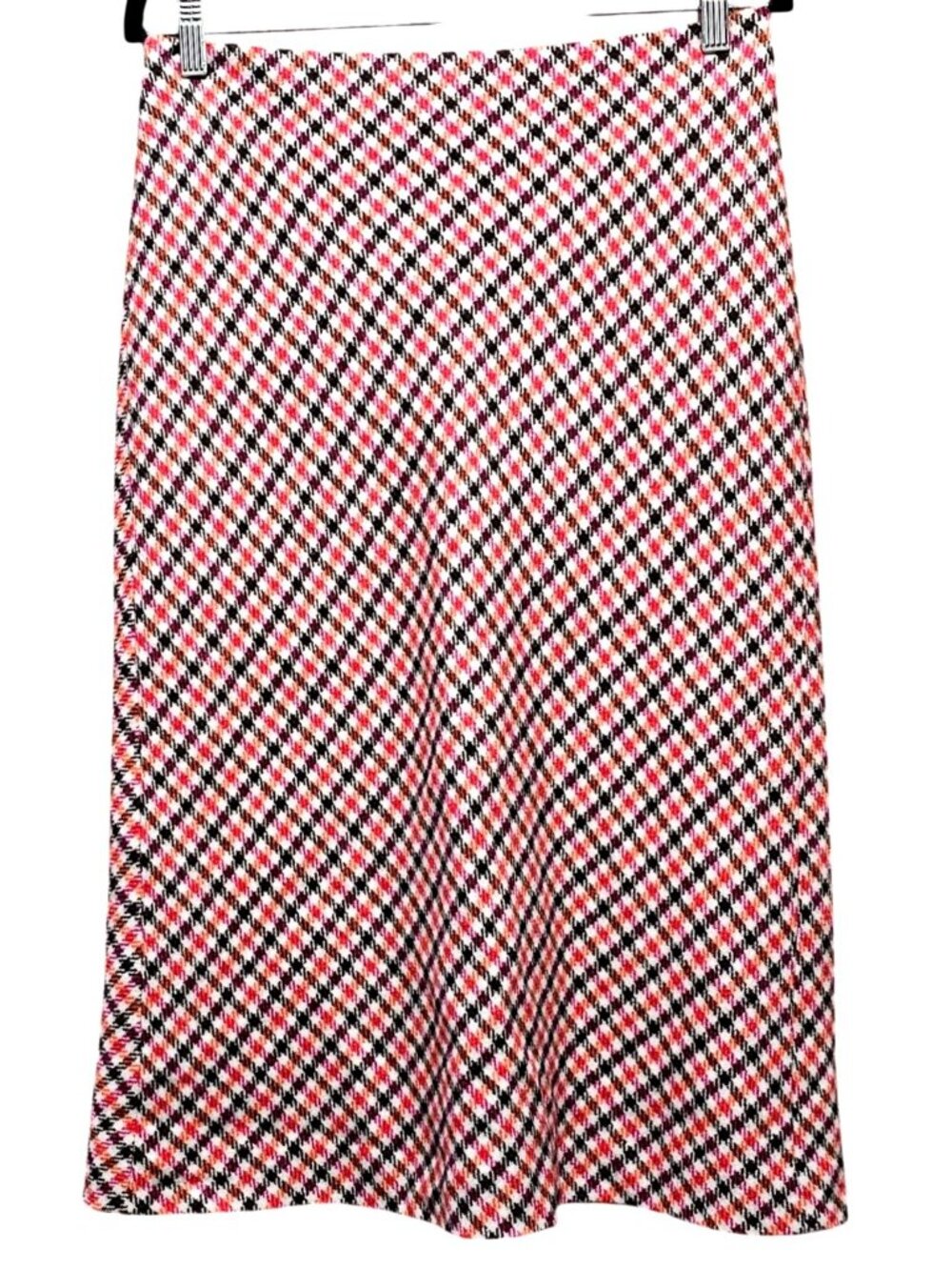 Talbots Womens Size 4 Wool Blend Plaid Button-Front Midi Skirt In Pink & Orange - Picture 2 of 10